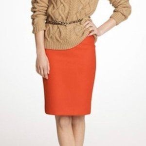 J. Crew | Orange Double Serge Wool Pencil Skirt